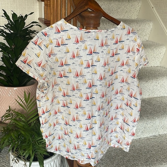 Cynthia Rowley Linen Novelty Sail Boat Tunic Top - Picture 4 of 8